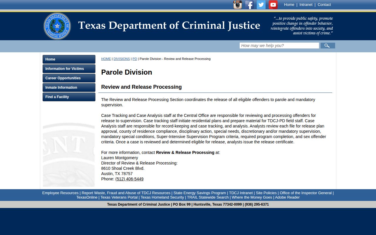 Gaines County Jail release processing after TDCJ transfer