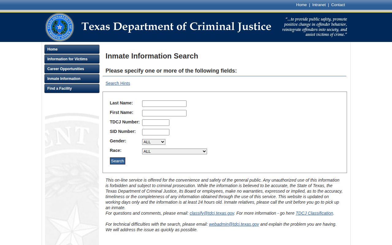 Gaines County released inmate TDCJ offender search