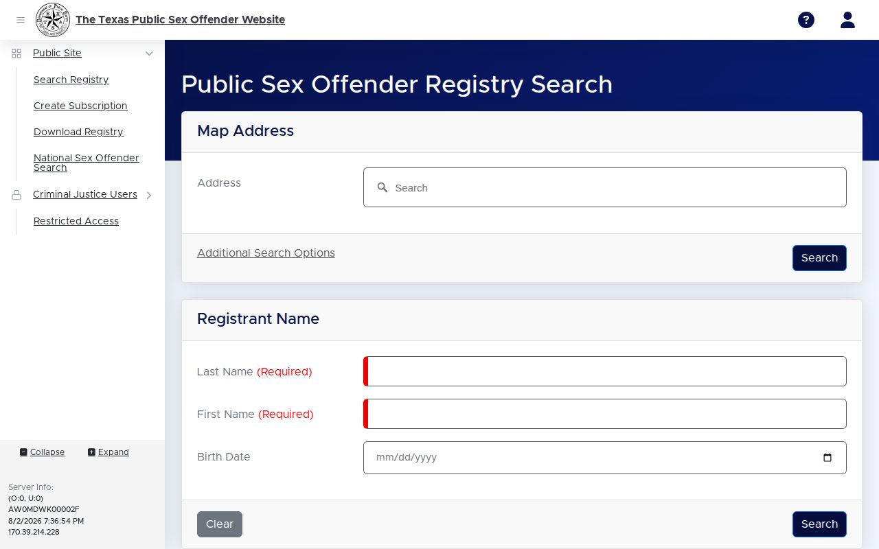 Gaines County released person Texas DPS registry search